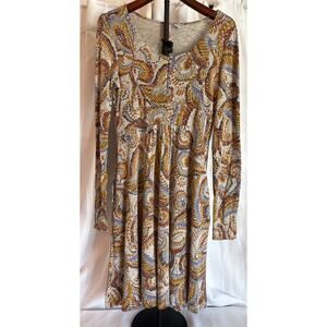 Ric Rac by Anthropologie Paisley Midi Dress Earth Tones Size Small
